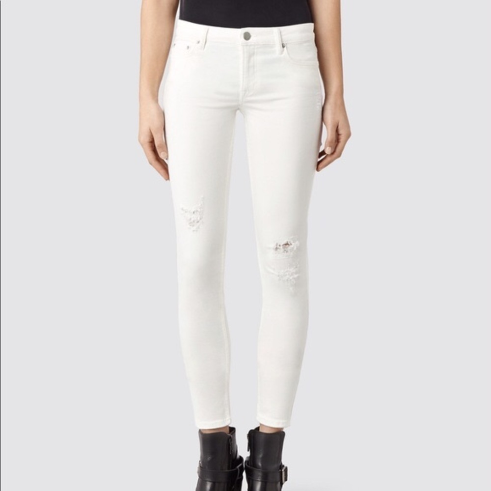 All Saints White Distressed Jeans